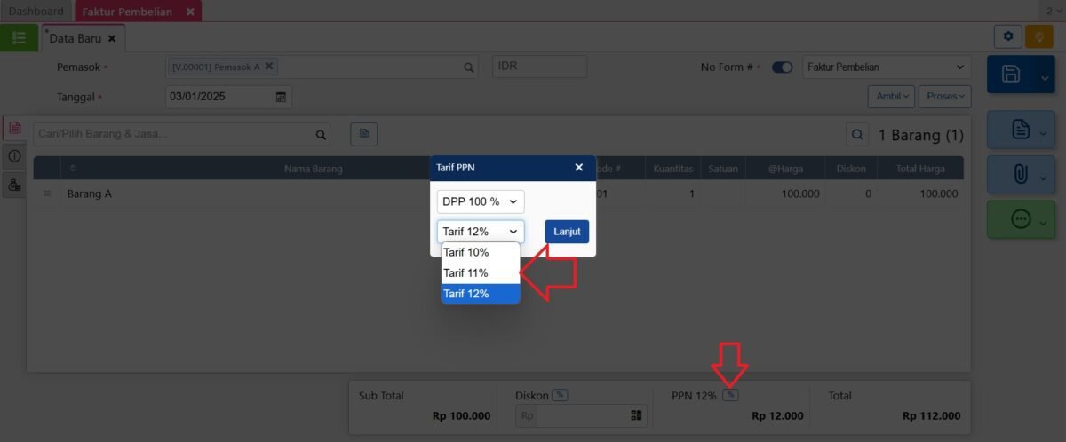 Cara merubah ppn 12% di accurate online