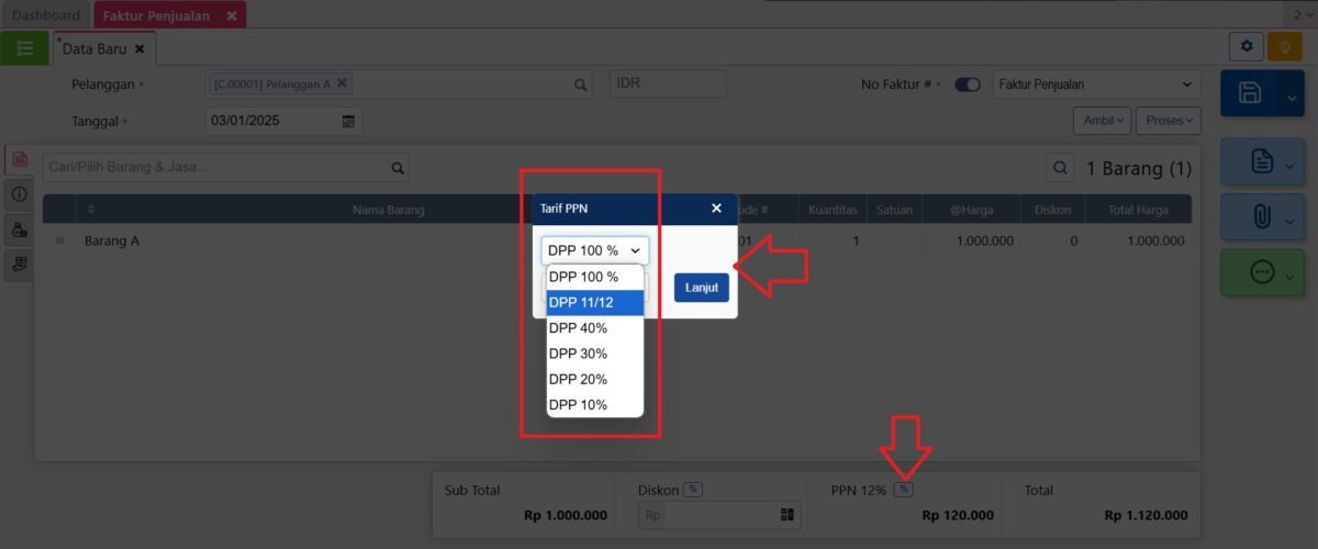 Cara merubah ppn 12% di accurate online